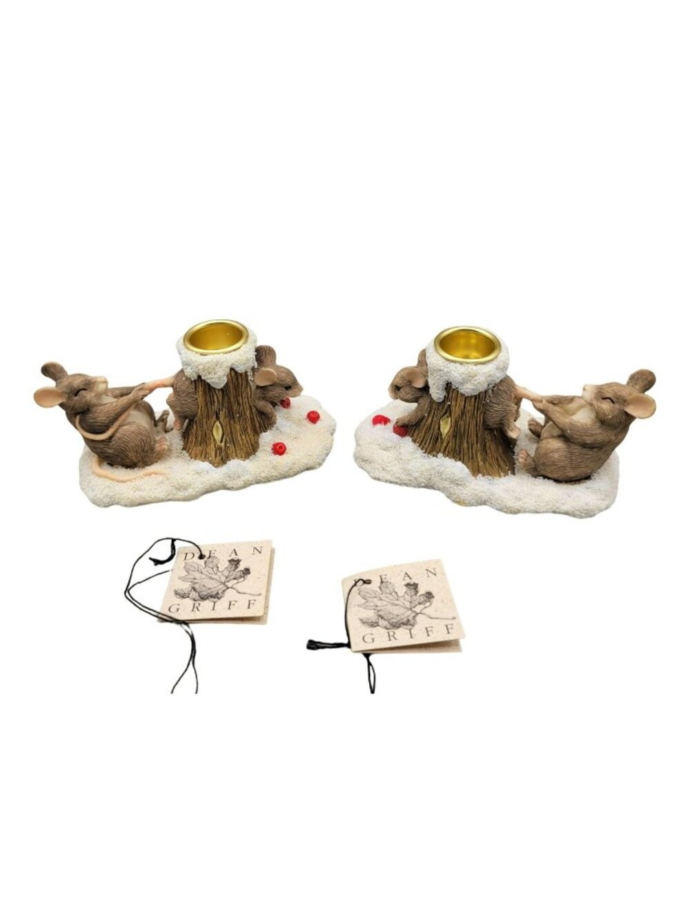 Charming Tails Mouse in a Tree Hole Candleholders Figurine Retired Silvestri HTF